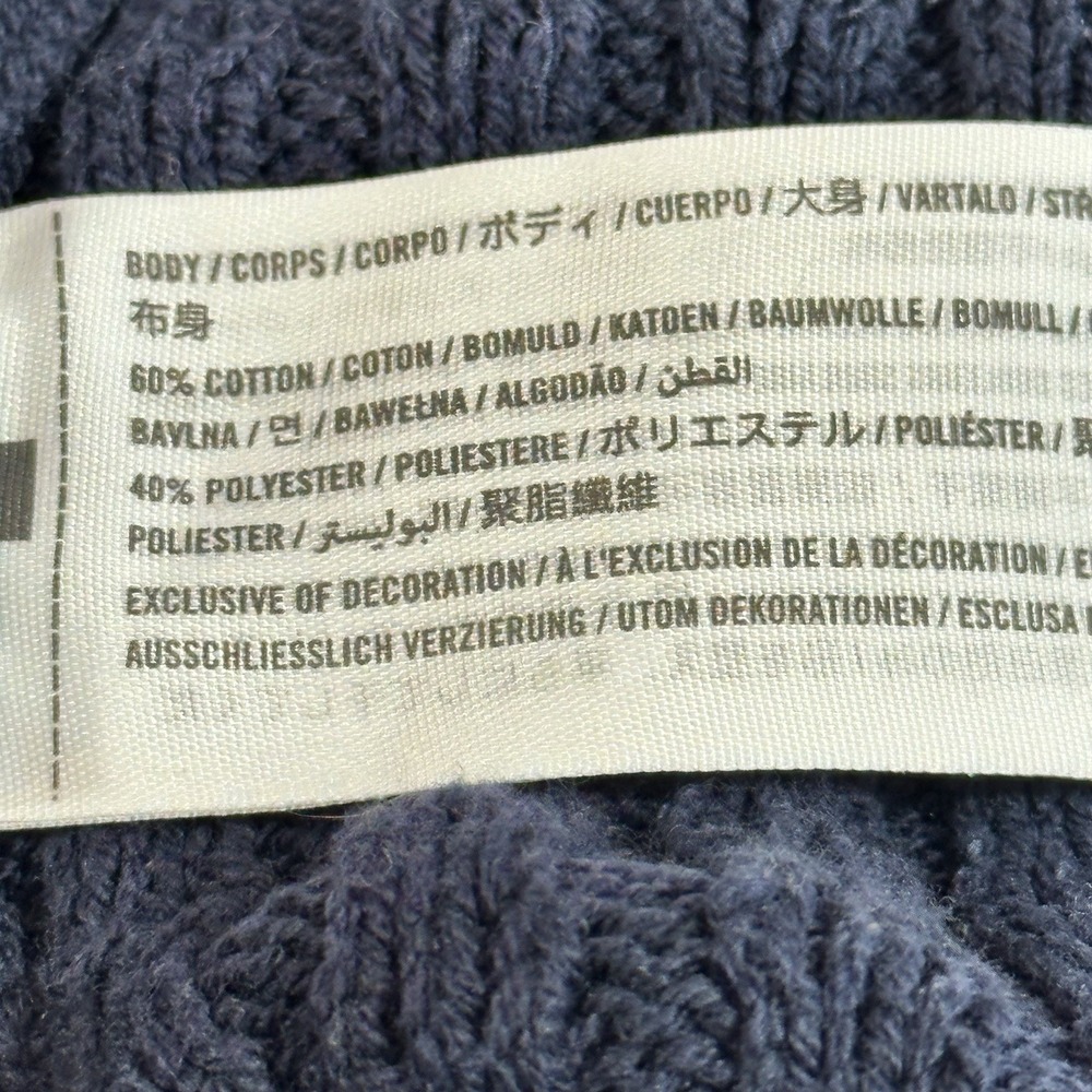 Hollister Y2K Easy Stitchy Polo Sweater Blue Cable Knit Cropped Oversized‎ - Picture 6 of 9